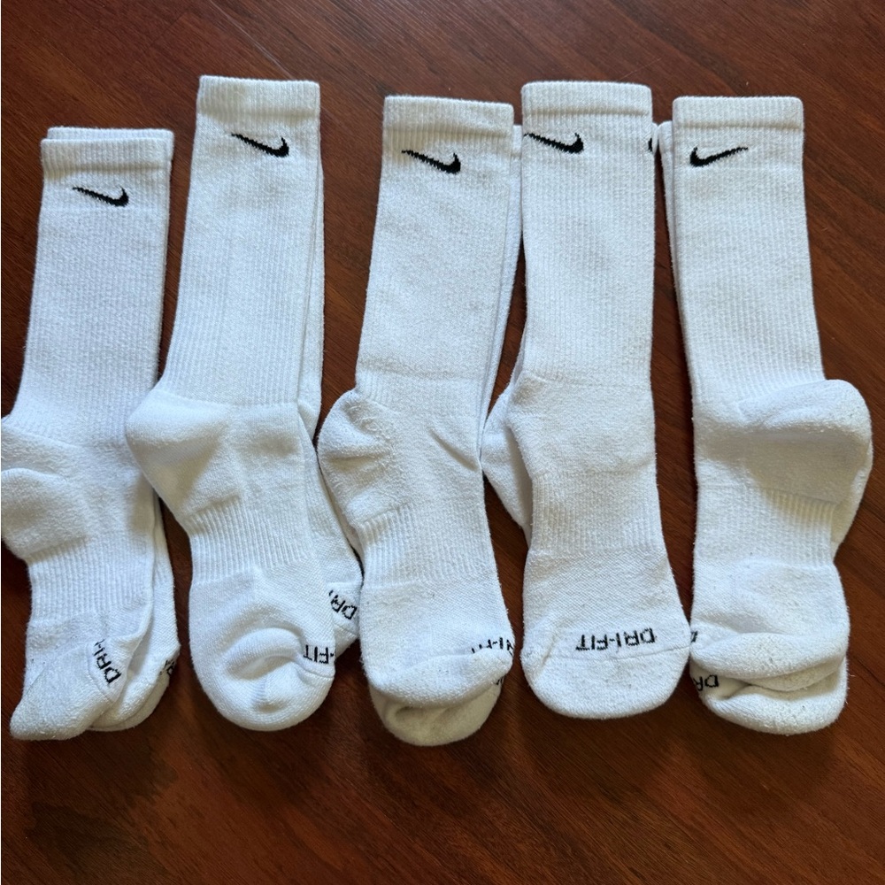 Nike White Crew Socks with Black Logo